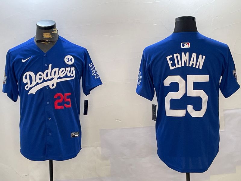 Men Los Angeles Dodgers #25 Edman Blue Game 2024 Nike MLB Jersey style 11212